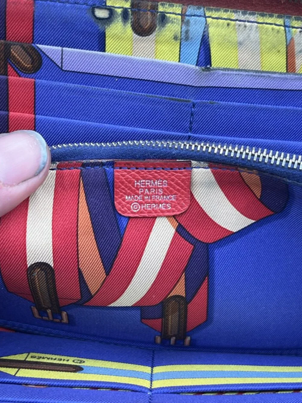 Hermes Azap Silk In Zip Around Wallet Rouge Red Epsom Leather Silk Lining France